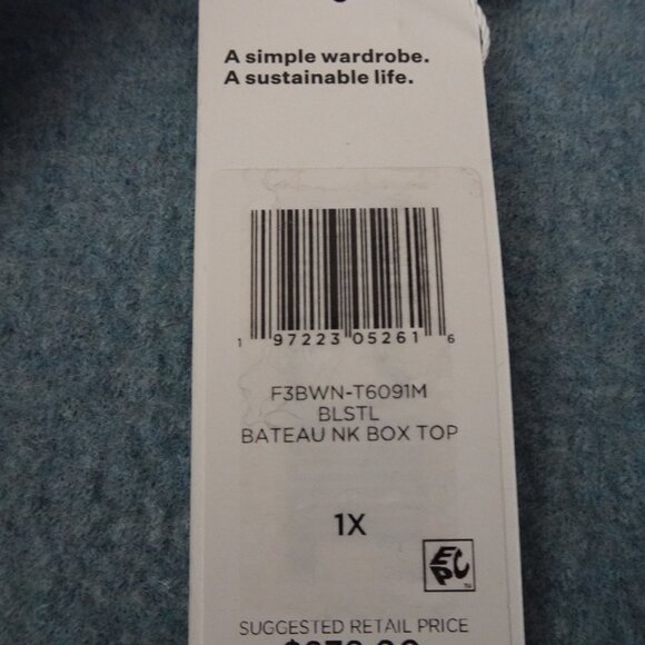 Eileen Fisher Boat Neck Top Women's Plus Size 1X Blue Wool Boxy - Picture 8 of 9